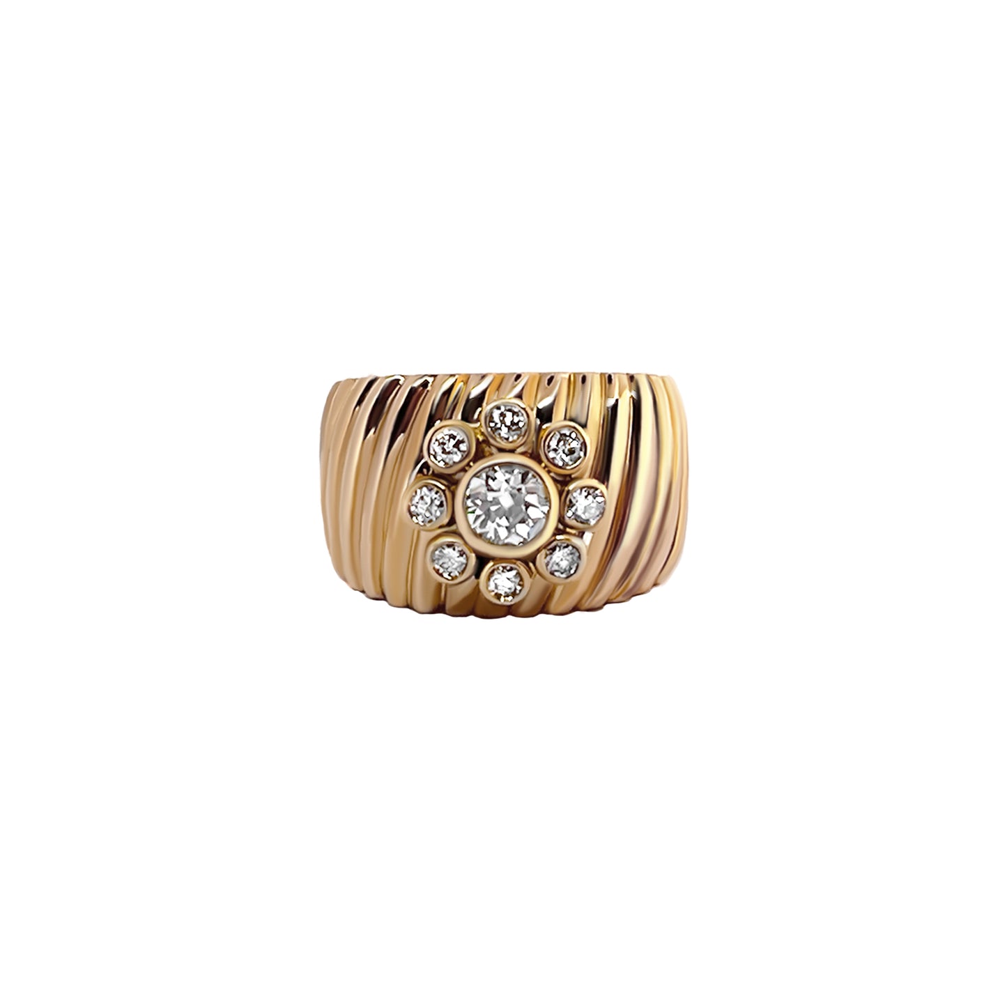 Anillo bright flower en oro amarillo y diamantes