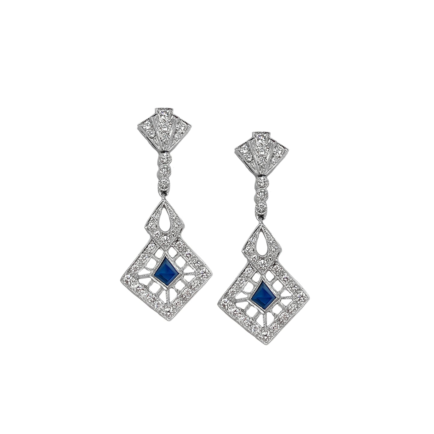Pendientes blue rhom en oro blanco con diamantes