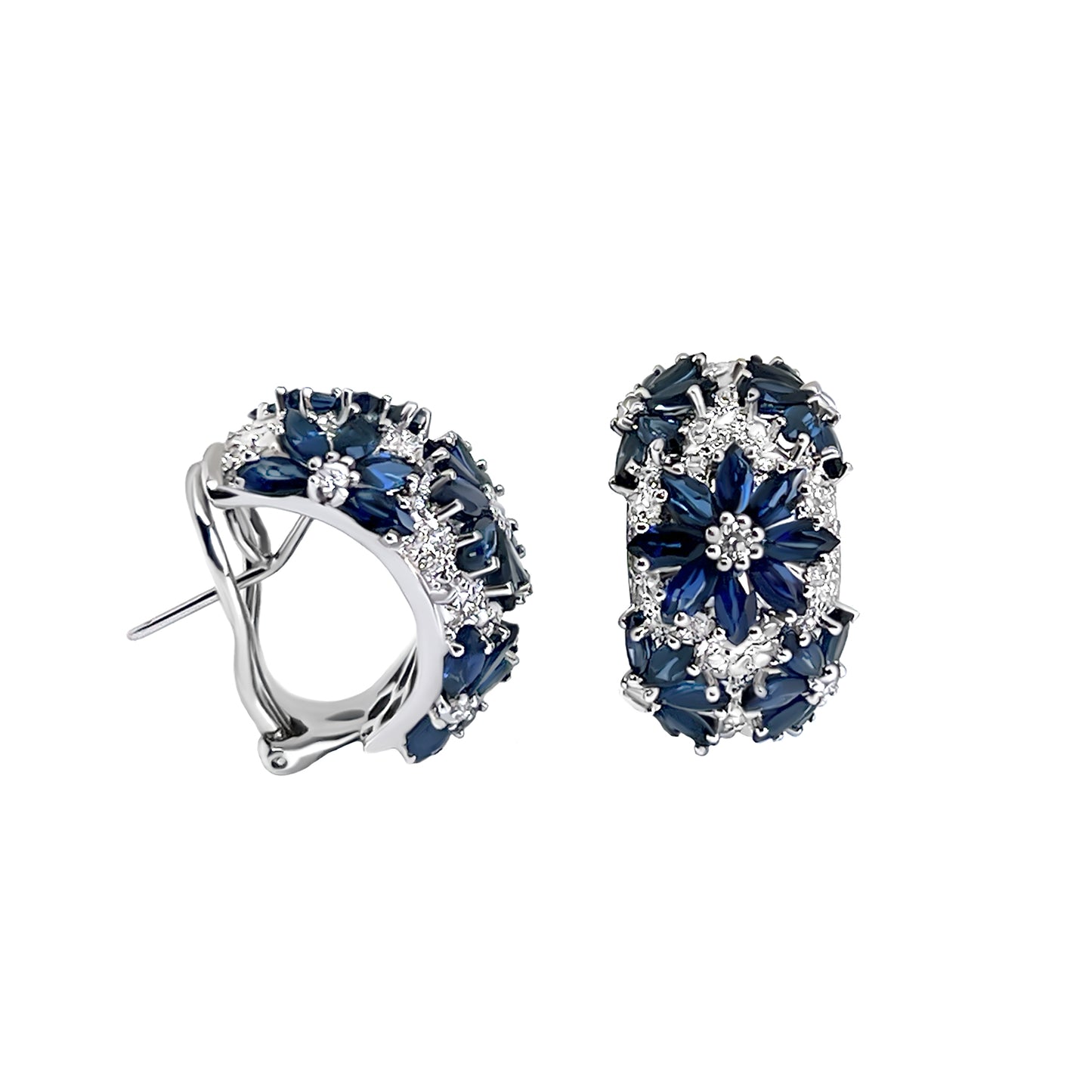 Pendientes de oro blanco con diamantes y zafiros